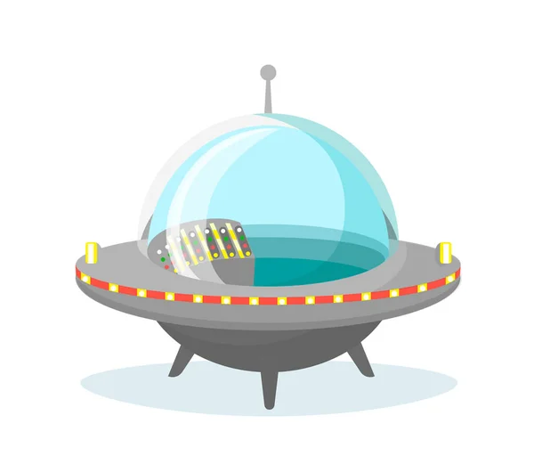 Vector illustration of Ufo spaceship icon on white background in flat design. — Stock Vector