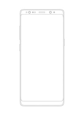 Çizim modern smartphone anahat. Zarif ince çizgi stili tasarım vektör çizim çerçevesiz ekran smartphone.