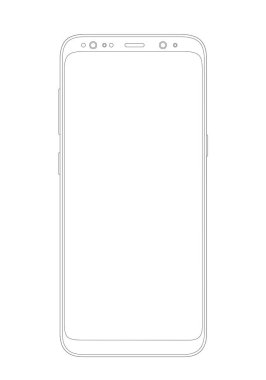 Anahat modern smartphone çizim vektör Illustration. İnce çizgi stil tasarım.