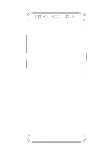 Outline drawing modern smartphone. Elegant thin line style design vector illustration of frameless display smartphone. — Stock Vector