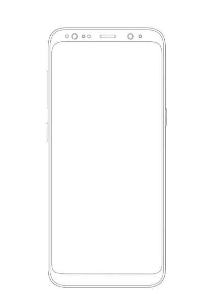 Ilustração vetorial de esboço desenho smartphone moderno. Design de estilo de linha fina . — Vetor de Stock