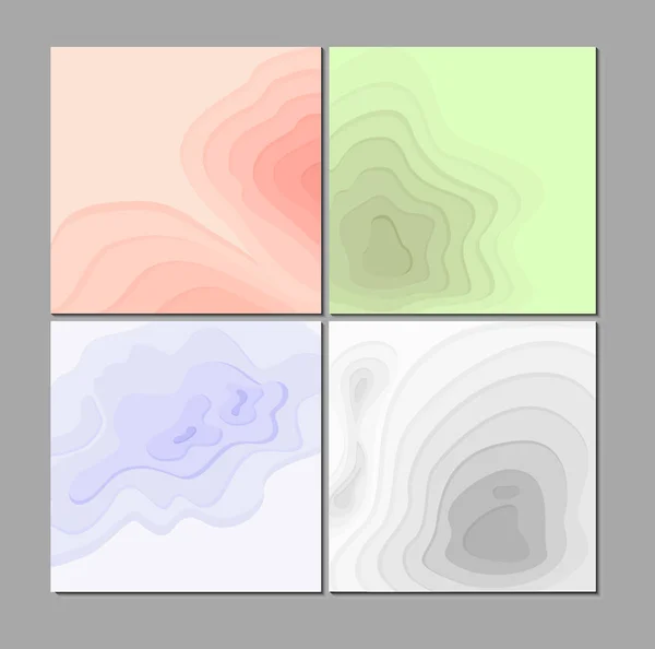 Conjunto de ilustración vectorial de fondos abstractos de papel en colores pastel con efecto 3D. Arte tallado, formas cortadas . — Vector de stock