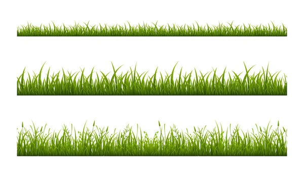 Vektor Illustration von frischem grünen Gras Linie nahtlose Muster. Illustration des pflanzlichen Wachstums auf weißem Hintergrund. Sportplatzbeschichtung. Sommer- oder Frühlingswiese, Rasen. dekorative botanische Isolierung — Stockvektor