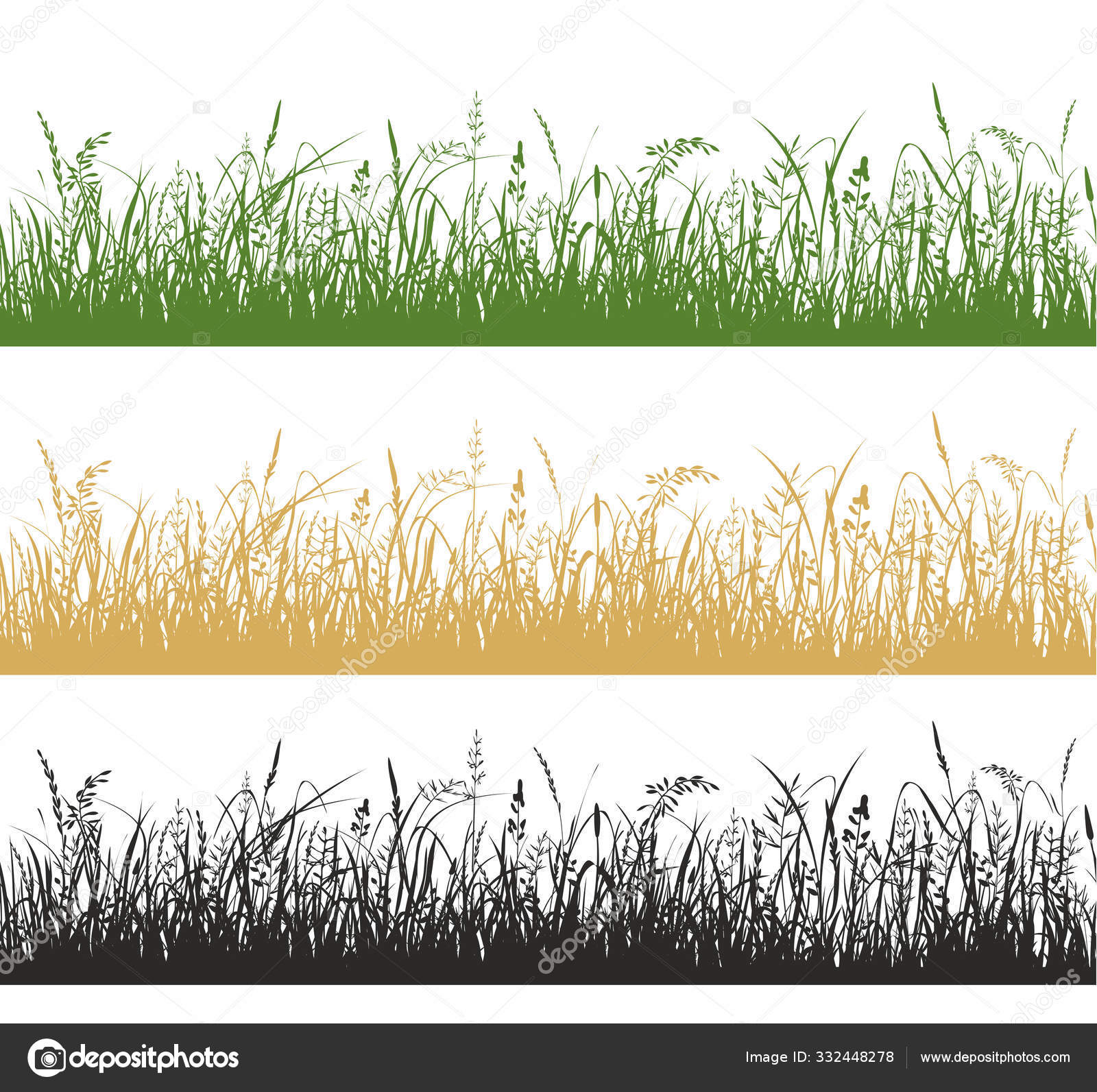Grass and meadow plants silhouette illustrations set Stock Vector by  ©Nataliia2910@gmail.com 332448278, image size:1600x1593