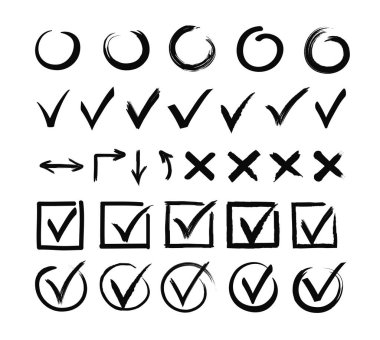 Check marks black and white simple illustrations se clipart
