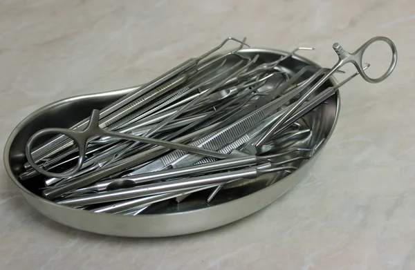 Dental instruments in the tray — Stock Photo, Image