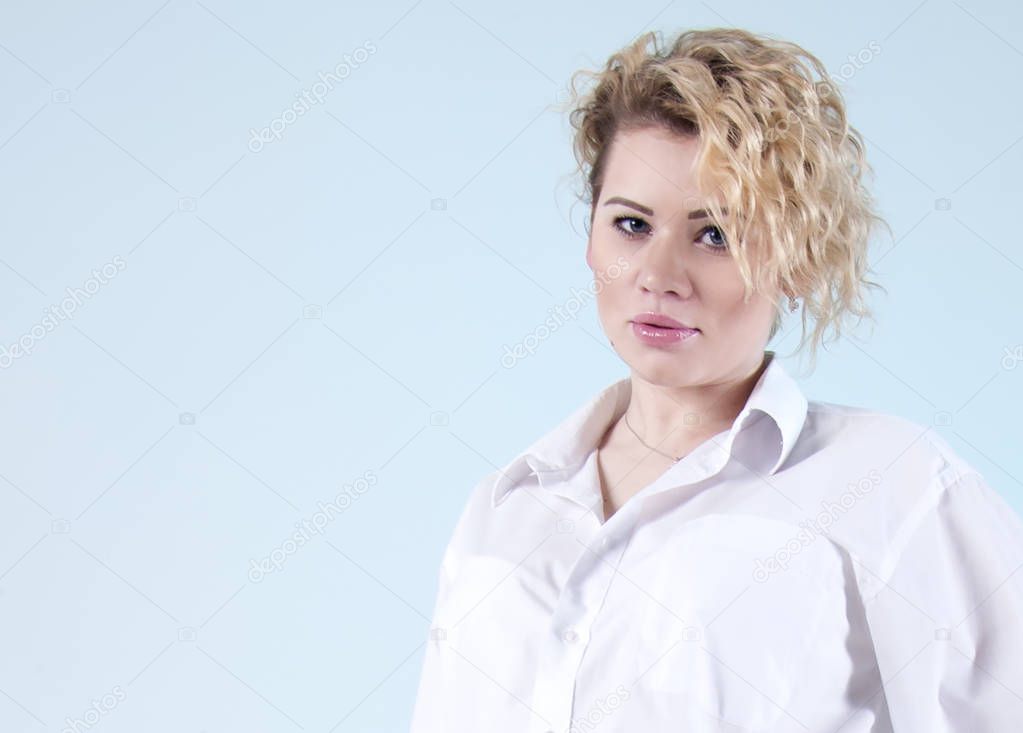 portrait of a girl on a light background