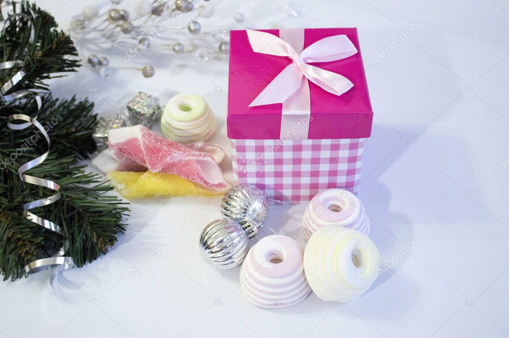 New Year's gifts on a light background