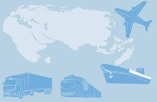 Logistyka transportu, system za zorganizowanie dostawy — Wektor stockowy