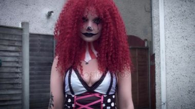 4 k Halloween korku palyaço kadın kamera için hareketli