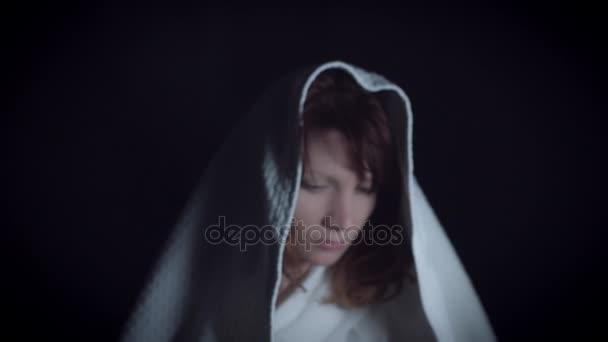4k Религиозный портрет Марии, Матери Иисуса — стоковое видео