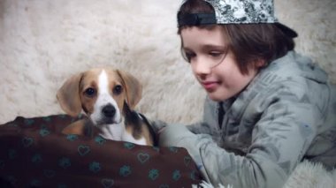 Çocuk sevişme köpek yavrusu 