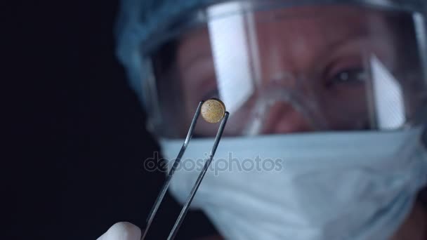 Scientist Examining Pill — Stock Video