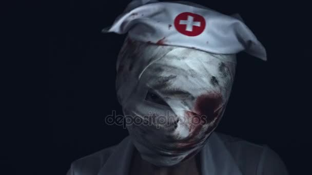 Horror-Krankenschwester-Zombie — Stockvideo