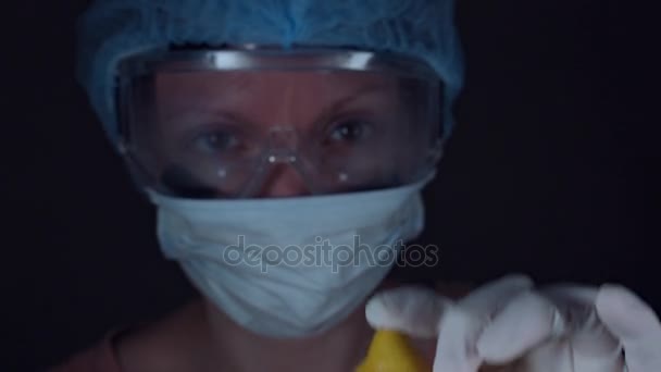 Scientist Examining Lemon — Stock Video