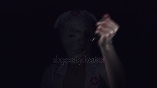 Korku hemşire zombi — Stok video