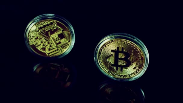 Criptomoeda, bitcoins e carteira bitcoin — Vídeo de Stock
