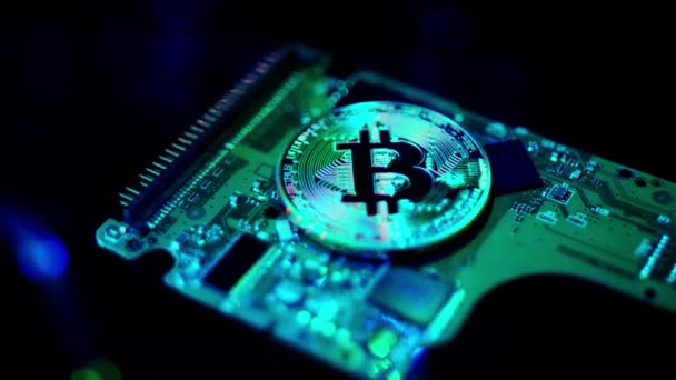 Cryptocurrency, bitcoin dan dompet bitcoin — Stok Video
