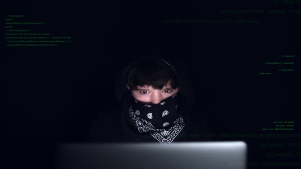 Criminal hacker in darkness — Stock Video