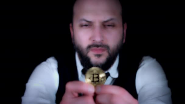 Bitcoin, kryptoměn, Peněženka — Stock video