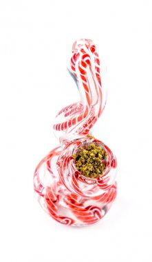 Bir cam boru ile tıbbi esrar bud, yakın çekim