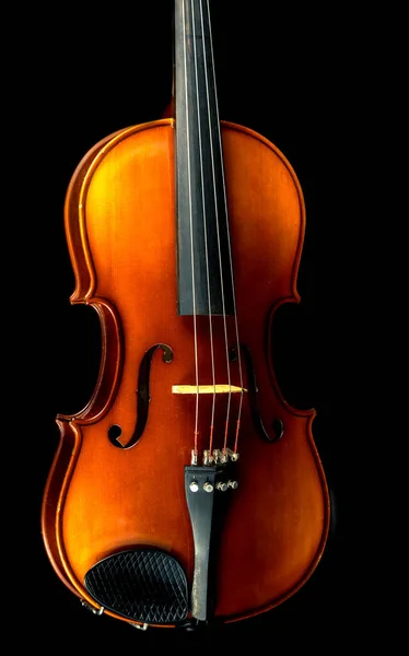 Studio Foto Vecchio Violino Girato Uno Sfondo Nero — Foto Stock