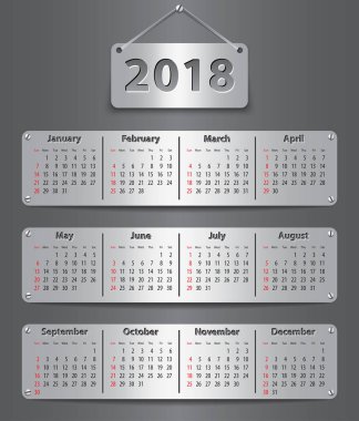 2018 İngilizce calendar_tablet
