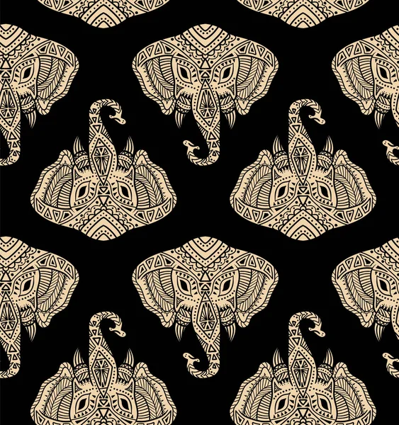 自由奔放に生きる象パターン — ストックベクタ