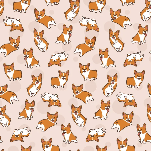 Cartoon Corgis Pattern — Stock Vector