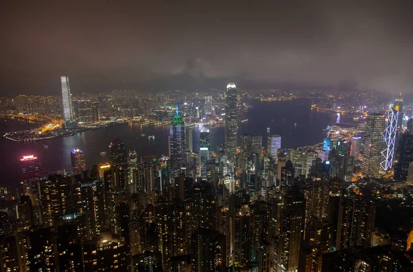 Cityscape Hong Kong Central Western oświetlone dzielnice — Zdjęcie stockowe