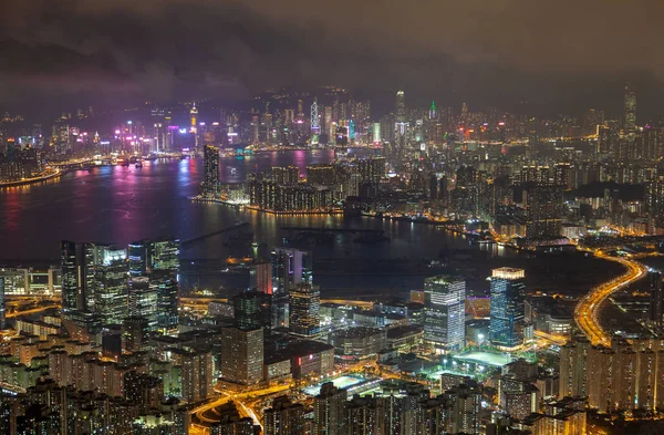 Cityscape Modern Hong Kong City Budynki na wybrzeżu — Zdjęcie stockowe