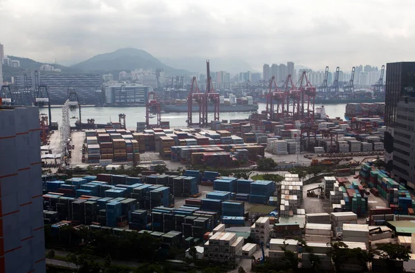 Container port Hong Kong in modern harbour — Stock Fotó