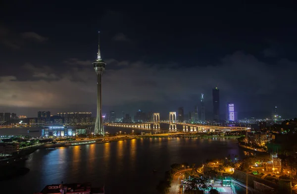 中国著名的澳门西湾大桥晚上 — 图库照片