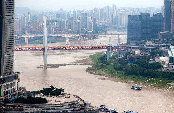 Qiansimen most nad Jialing w Chungking Chiny — Zdjęcie stockowe