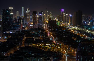 Tianjin city center night Heping District in China 