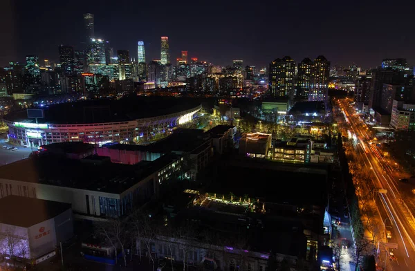 Área de negócios chinesa em Pequim noite Downtown — Fotografia de Stock
