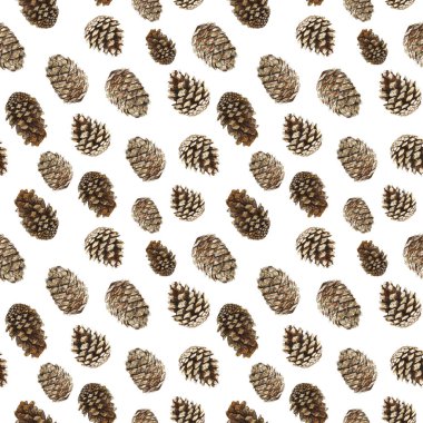  çam kozalakları, Noel ağaçları ve sedir, için belgili tanımlık tatil yeni yıl ve Noel dekorasyon için seamless modeli suluboya desen