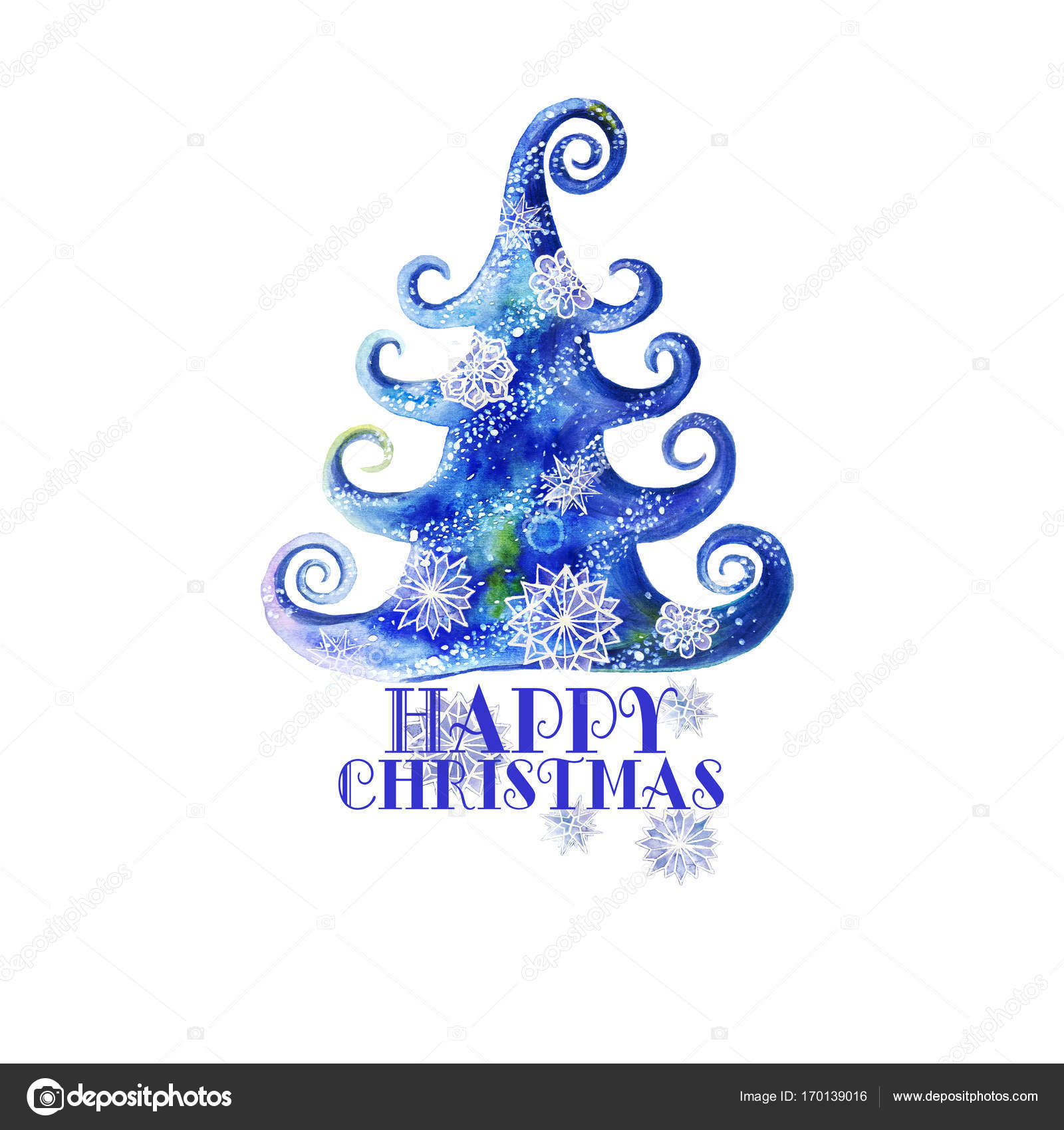 Akwarela Rysunek Kreskówka Dziecko Choinki Z śnieg śnieg I