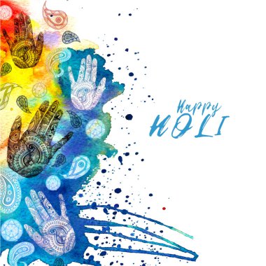 Hint tarzı, desenler ve süsleme, Türk salatalık ve parlak boya ile mihendi bir deseni ile insan eli ile çizim suluboya boşanır ve beyaz bir bac üzerinde tatil bayram için su sıçramalarına