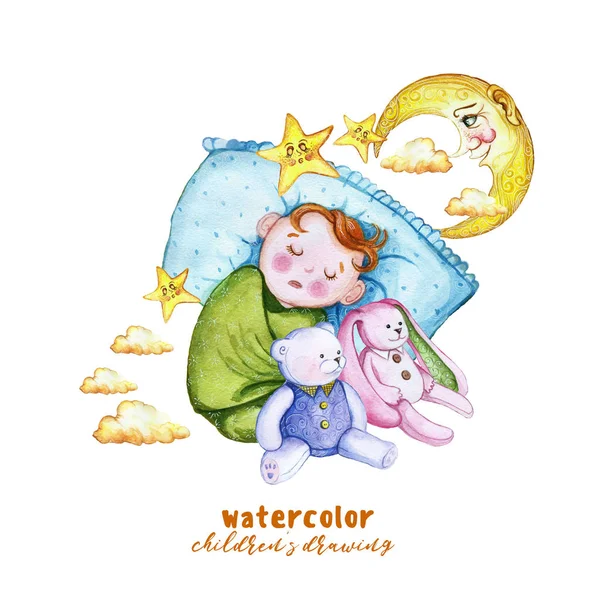 Aquarel Illustratie Van Kinderen Met Een Kind Luier Afdrukken Baby — Stockfoto