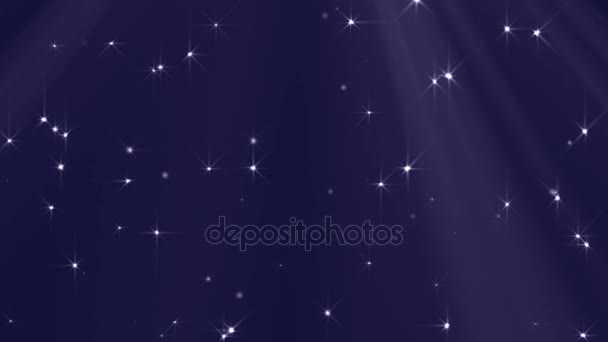 Luces de bucle y estrellas de fondo (azul ) — Vídeos de Stock