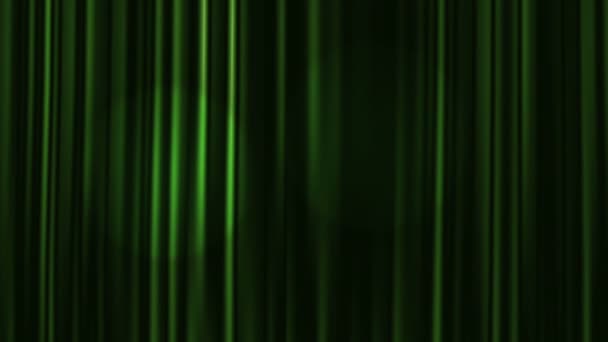 Green Curtains Open with Spotlights. — Stock Video