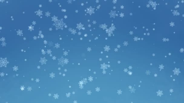 Los copos de nieve hermosos - el fondo invernal. Lazo sin costura — Vídeos de Stock