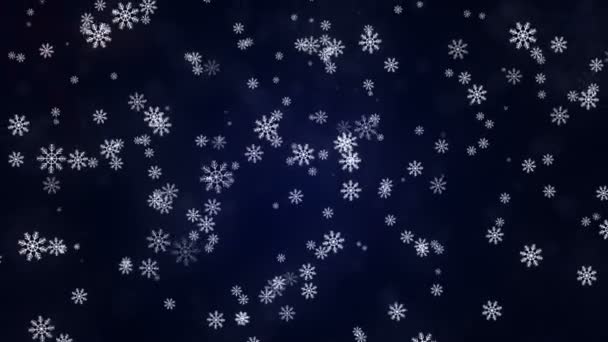 Krásné sněhové vločky - zimní pozadí. Bezešvá smyčka — Stock video