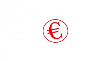 Bir Euro.symbol etkisi ile damgalama bir iş adamı, el.