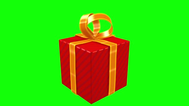 Открываю Красный Подарок Зумом Благодаря Зеленому Экрану Можете Выбрать Любой — стоковое видео