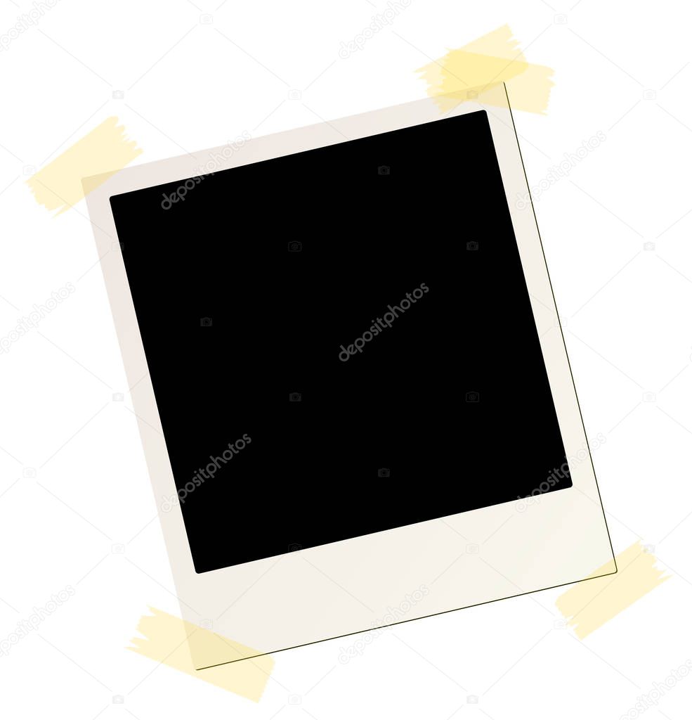 blank instant picture frame affixed with sticky tape