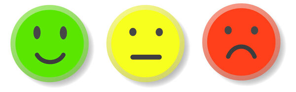 set of 3 smileys expressing different emotions