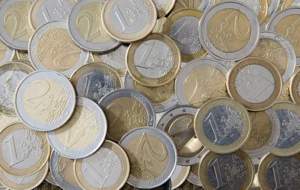 上からのユーロ硬貨 — ストック写真