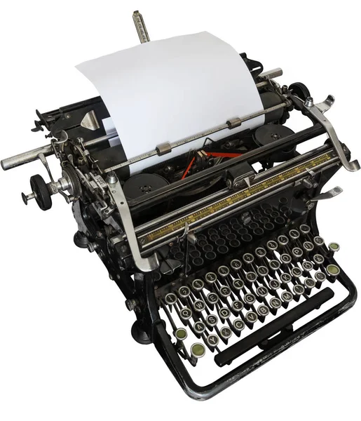 Máquina de escrever manual vintage isolado no modelo de fundo branco — Fotografia de Stock